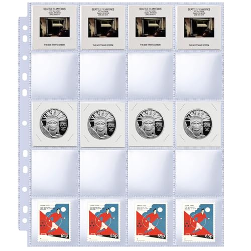 30 Pack 600 Taschen 2x2“ Münzen Clip Ärmel, Heavy Duty Stempel Sammlung Seiten für 3 Ringbuch, 20 Tasche Foto Slide Flips Organizer Blatt, Top Loading Clear Cardboard Münze Halter Hülsen 30 Pack 600 Taschen 2x2“ Münzen Clip Ärmel, Heavy Duty Stempel Sammlung Seiten für 3 Ringbuch, 20 Tasche Foto Slide Flips Organizer Blatt, Top Loading Clear Cardboard Münze Halter Hülsen von WITHYU