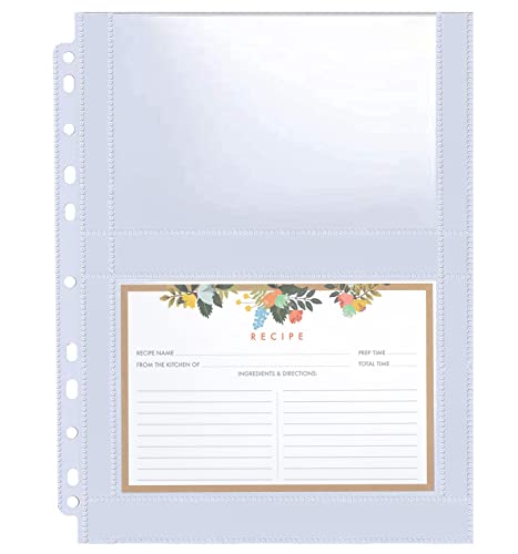 30 Stück Rezeptkartenhüllen – 120 Transparente Taschen (10 x 15 cm) für Rezepte Postkarte Foto – Klarsichthüllen (Doppelseitig) für A4 2/3/4 Ringbuch, Top Loading Fotoalbum Nachfüllseiten von WITHYU
