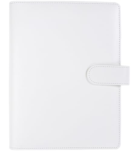 WITHYU A5 Ringbuch, 6-Ring Binder, Weiß/Opulenter Garten, A5 Notizbuch, Organizer, Portfolio, 100 Seiten, 6 Kartenfächer, 2 Seitliche Fächer, Elastische Stiftschlaufen, PU-Leder, Metall von WITHYU