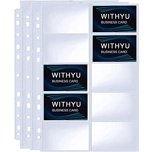 Visitenkartenhülle A4 mit 10 Fächern,30 Pack 600 Taschen Visitenkartenhüllen Binderblätter, Ultra-Clear Visitenkartenblätter mit 11 Löchern, doppelseitige Kreditkartenblätter von WITHYU