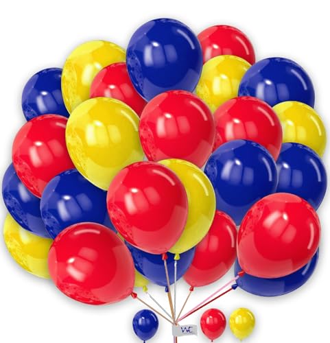 10 Zoll Luftballons 25 Stück Rot Blau Gelb Luftballons für Geburtstag Einfarbig Runde Ballons für Babyparty Verlobung Hochzeit von WITTY CUTIES
