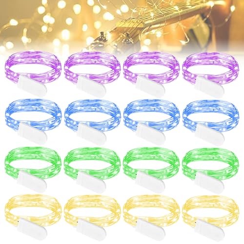WIYETY 16 Stück LED Lichterkette: 2M Mini Lichterketten Batteriebetrieben, 4 Farbe Wasserdichte Kupfer Drahtlichterkette für Party Weihnachten Halloweent Hochzeit Weihnachten Deko (Gelb Blau Lila Grün WIYETY 16 Stück LED Lichterkette: 2M Mini Lichterketten Batteriebetrieben, 4 Farbe Wasserdichte Kupfer Drahtlichterkette für Party Weihnachten Halloweent Hochzeit Weihnachten Deko (Gelb Blau Lila Grün von WIYETY