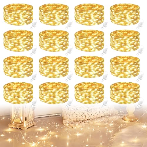 WIYETY 16 Stück LED Lichterkette: 2m 20 LED Batteriebetriebene Feenlichter Warmweiß, Lichterkette Silberdraht, Mini-Feenlichter für Weihnachten Hochzeit Party Innen Deko, WarmWeiß WIYETY 16 Stück LED Lichterkette: 2m 20 LED Batteriebetriebene Feenlichter Warmweiß, Lichterkette Silberdraht, Mini-Feenlichter für Weihnachten Hochzeit Party Innen Deko, WarmWeiß von WIYETY