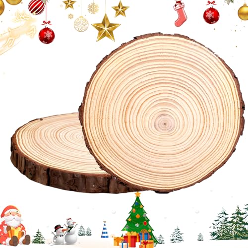 WIYETY 2 Stück Hochwertige Holzscheiben Baumscheibe Φ28cm 2cm dick, Natur Holzscheiben, Holzscheiben mit Rinde zum Basteln, Holzbrett Deko, Käsebrett aus Holz, Baumscheibe für Tischdeko WIYETY 2 Stück Hochwertige Holzscheiben Baumscheibe Φ28cm 2cm dick, Natur Holzscheiben, Holzscheiben mit Rinde zum Basteln, Holzbrett Deko, Käsebrett aus Holz, Baumscheibe für Tischdeko von WIYETY