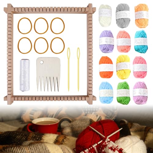 WIYETY Handstrickgarn: 3-in-1 Vielseitiges DIY Webrahmen Set, Robuste Handarbeit Ausrüstung, Perfekt Für Anfänger und Kinder (28x25 cm, Bunt) WIYETY Handstrickgarn: 3-in-1 Vielseitiges DIY Webrahmen Set, Robuste Handarbeit Ausrüstung, Perfekt Für Anfänger und Kinder (28x25 cm, Bunt) von WIYETY