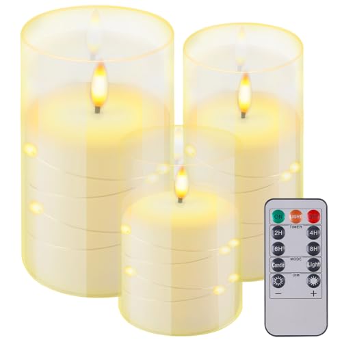 WIYETY Led Kerzen mit Fernbedienung 3er Set Led Kerzen mit Timerfunktion, Led Kerzen Outdoor, LED-Kerzen mit Eingebauter Lichterkette Weiß für Hochzeit, Weihnachten, Home WIYETY Led Kerzen mit Fernbedienung 3er Set Led Kerzen mit Timerfunktion, Led Kerzen Outdoor, LED-Kerzen mit Eingebauter Lichterkette Weiß für Hochzeit, Weihnachten, Home von WIYETY