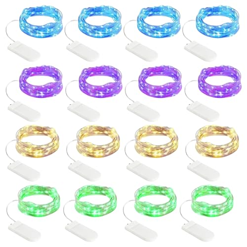 WIYETY Led Lichterkette mit Batterie 16 Stück 4 Farben Mini Led Lichterkette, 2M 20 LEDs Lichterkette Außen Batterie für DIY, Party, Flasche,Geschenk Deko,Hochzeit, Party,Weihnachten WIYETY Led Lichterkette mit Batterie 16 Stück 4 Farben Mini Led Lichterkette, 2M 20 LEDs Lichterkette Außen Batterie für DIY, Party, Flasche,Geschenk Deko,Hochzeit, Party,Weihnachten von WIYETY