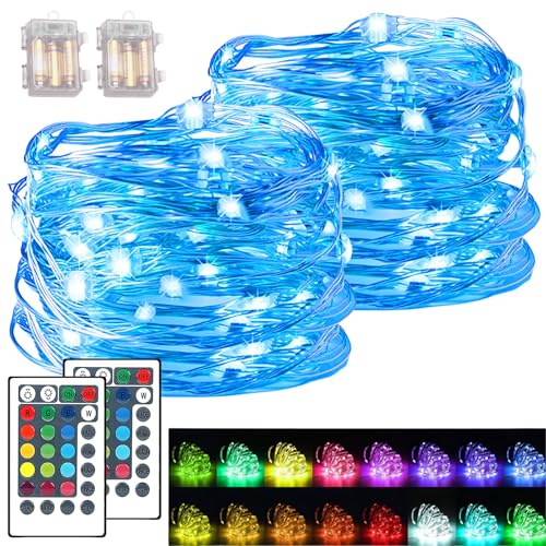 WIYETY Lichterkette LED: 2 Stück 16 Farben Lichterkette mit Fernbedienung 5M 50LED, 28-Tasten-Fernbedienung Led Lichterkette Innen für Party, Garten, Weihnachten, Hochzeit Warmweiß WIYETY Lichterkette LED: 2 Stück 16 Farben Lichterkette mit Fernbedienung 5M 50LED, 28-Tasten-Fernbedienung Led Lichterkette Innen für Party, Garten, Weihnachten, Hochzeit Warmweiß von WIYETY