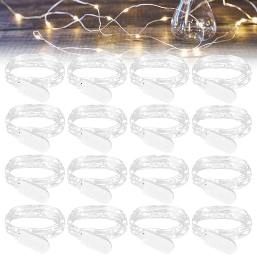 WIYETY Mini Led Lichterkette 16 Stück Weiß Led Lichterkette mit Batterie, 2M 20 LEDs Lichterkette Außen Batterie für DIY, Party, Flasche,Geschenk Deko,Hochzeit, Party,Weihnachten WIYETY Mini Led Lichterkette 16 Stück Weiß Led Lichterkette mit Batterie, 2M 20 LEDs Lichterkette Außen Batterie für DIY, Party, Flasche,Geschenk Deko,Hochzeit, Party,Weihnachten von WIYETY