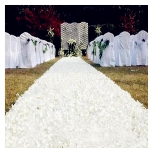 WJIAYAO Hochzeit Gang Läufer 1,4 m Breite, romantischer Teppich mit weißem Rosenblütenblatt, Gangläufer for Hochzeitshintergrund, Mittelstücke, Gastgeschenke, Party-Dekoration(Pure White) von WJIAYAO