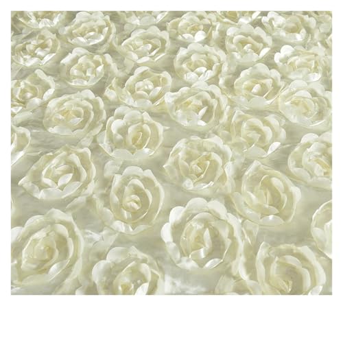 WJIAYAO Hochzeit Gang Läufer 10M Satin Stoff Rose Blume Gang Läufer Rot Hochzeit Hochzeit Teppich Vorhang Party Hintergrund Tisch Abdeckung Stoff Dekoration(White 1) von WJIAYAO
