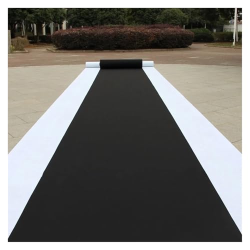 WJIAYAO Hochzeit Gang Läufer 1M/1,2M/1,5M Hochzeit Vlies Outdoor Korridor Läufer Teppich Dekoration Hochzeit Zeremonie Party(Black,1.2MX10M) von WJIAYAO