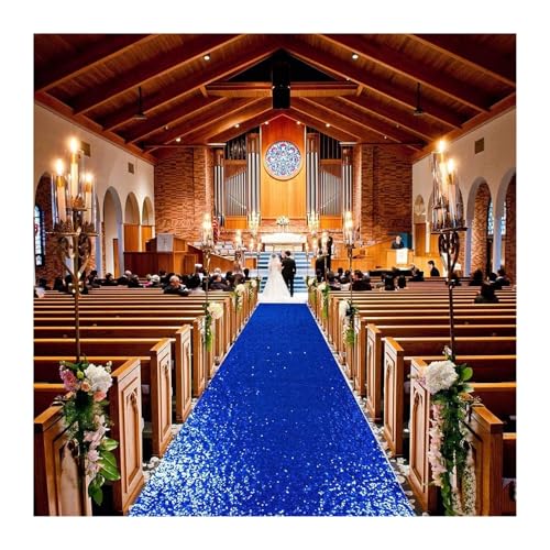 WJIAYAO Hochzeit Gang Läufer Gangläufer mit Pailletten, Gangläufer, Teppich, for den Außenbereich, Braut-Gangläufer for Hochzeitszeremonie(Blue1,360-12FT_60CM-2FT) von WJIAYAO