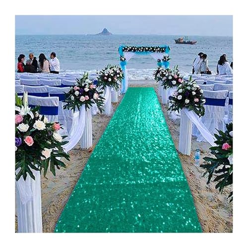 WJIAYAO Hochzeit Gang Läufer Gangläufer mit Pailletten, Gangläufer, Teppich, for den Außenbereich, Braut-Gangläufer for Hochzeitszeremonie(Dark Green,300CM-10FT_60CM-2FT) von WJIAYAO