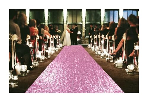 WJIAYAO Hochzeit Gang Läufer Gangläufer mit Pailletten, Gangläufer, Teppich, for den Außenbereich, Braut-Gangläufer for Hochzeitszeremonie(Pink Gold,360-12FT_125CM-4FT) von WJIAYAO