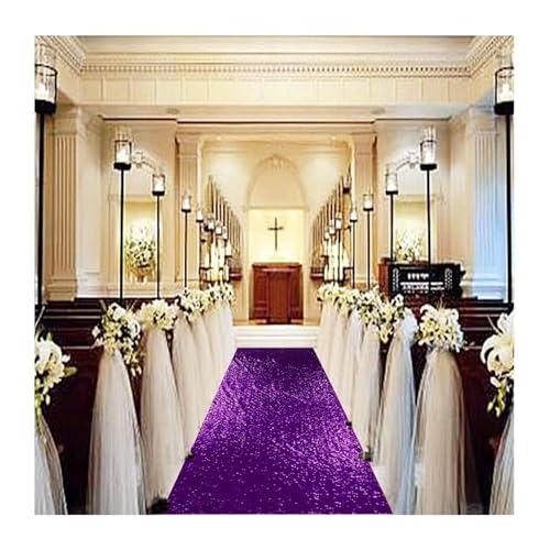 WJIAYAO Hochzeit Gang Läufer Gangläufer mit Pailletten, Gangläufer, Teppich, for den Außenbereich, Braut-Gangläufer for Hochzeitszeremonie(Purple,450CM-15FT_60CM-2FT) von WJIAYAO