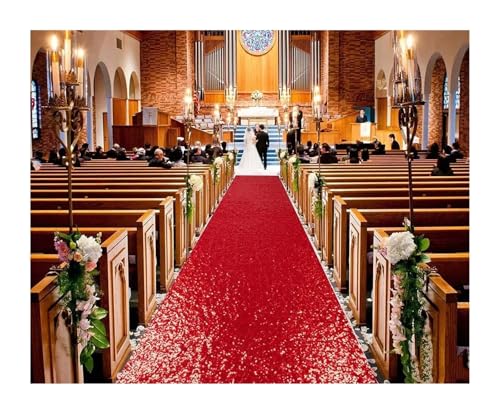 WJIAYAO Hochzeit Gang Läufer Gangläufer mit Pailletten, Gangläufer, Teppich, for den Außenbereich, Braut-Gangläufer for Hochzeitszeremonie(Red,360-12FT_60CM-2FT) von WJIAYAO