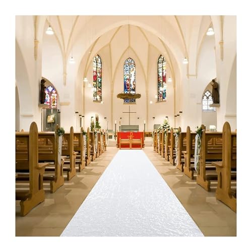WJIAYAO Hochzeit Gang Läufer Gangläufer mit Pailletten, Gangläufer, Teppich, for den Außenbereich, Braut-Gangläufer for Hochzeitszeremonie(White,360-12FT_60CM-2FT) von WJIAYAO