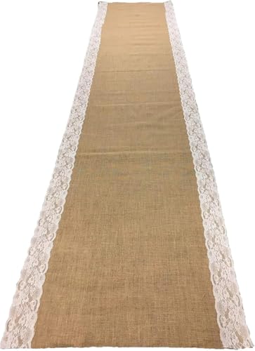 WJIAYAO Hochzeit Gang Läufer Hochzeits-Gangläufer, Spitze, rustikaler Bodenteppich, Hochzeits-Gehweg-Dekoration, natürliche Jute von WJIAYAO