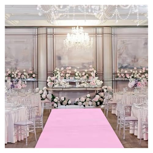 WJIAYAO Hochzeit Gang Läufer Weißer Teppich for Hochzeits-Gangläufer, drinnen und draußen, Party-Dekoration(Pink,15M_1.2M) von WJIAYAO