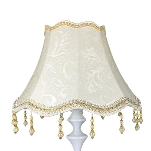 WJIAYAO Vintage-Tischlampenschirm 25CM Perle Quaste Tisch Lampe Schatten Tuch Fransen Perlen Lampe Abdeckung Retro Tisch Schlafzimmer Dekoration(Color1) von WJIAYAO