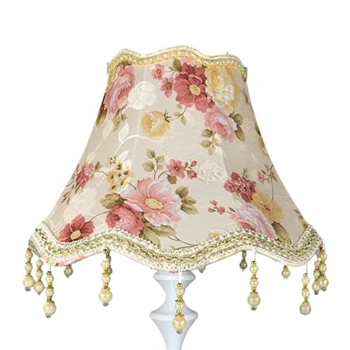 WJIAYAO Vintage-Tischlampenschirm 25CM Perle Quaste Tisch Lampe Schatten Tuch Fransen Perlen Lampe Abdeckung Retro Tisch Schlafzimmer Dekoration(Color2) von WJIAYAO