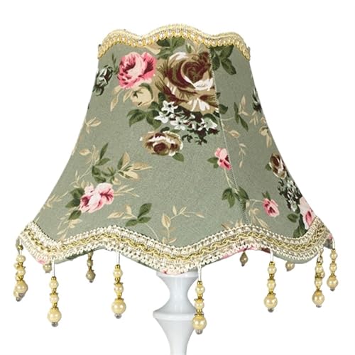 WJIAYAO Vintage-Tischlampenschirm 25CM Perle Quaste Tisch Lampe Schatten Tuch Fransen Perlen Lampe Abdeckung Retro Tisch Schlafzimmer Dekoration(Color3) von WJIAYAO