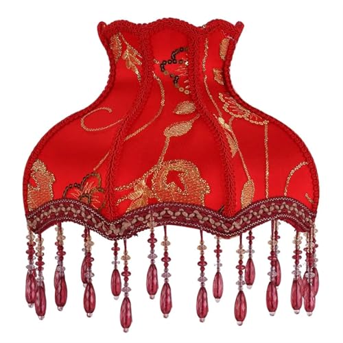 WJIAYAO Vintage-Tischlampenschirm Lampenschirm Home Decor Retro Licht Lampenabdeckung Vintage Tuch Kunst Perlen Spitze Lampenschirm(Color9) von WJIAYAO