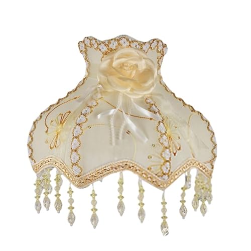 WJIAYAO Vintage-Tischlampenschirm Lampenschirm Licht Lampenabdeckung Hof Vintage Tuch Kunst Perlen Spitze Lampenschirm(Color1) von WJIAYAO