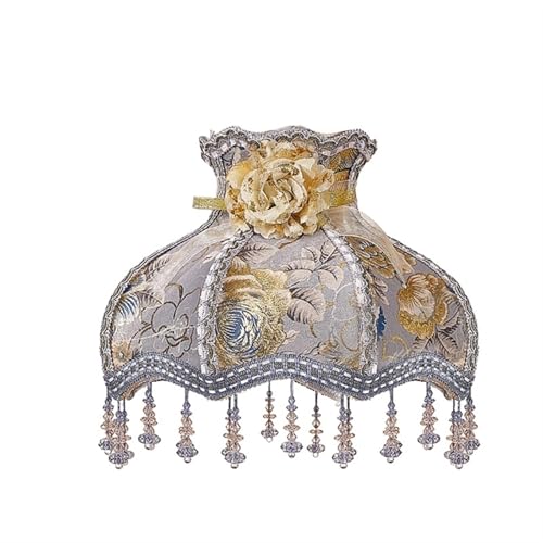 WJIAYAO Vintage-Tischlampenschirm Lampenschirm Licht Lampenabdeckung Hof Vintage Tuch Kunst Perlen Spitze Lampenschirm(Color12) von WJIAYAO