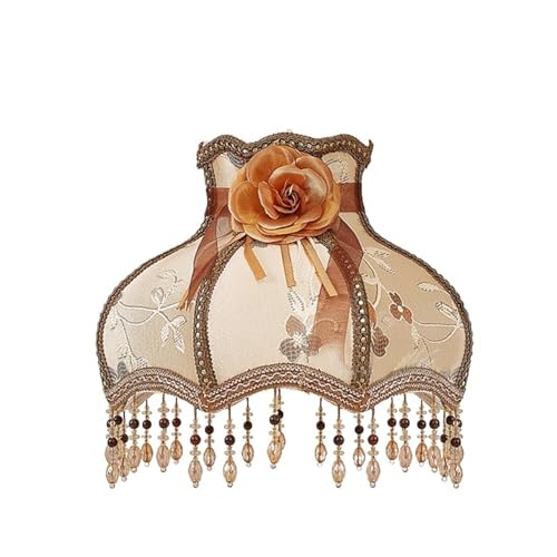 WJIAYAO Vintage-Tischlampenschirm Lampenschirm Licht Lampenabdeckung Hof Vintage Tuch Kunst Perlen Spitze Lampenschirm(Color13) von WJIAYAO