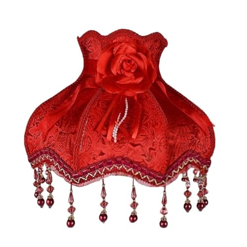 WJIAYAO Vintage-Tischlampenschirm Lampenschirm Licht Lampenabdeckung Hof Vintage Tuch Kunst Perlen Spitze Lampenschirm(Color2) von WJIAYAO