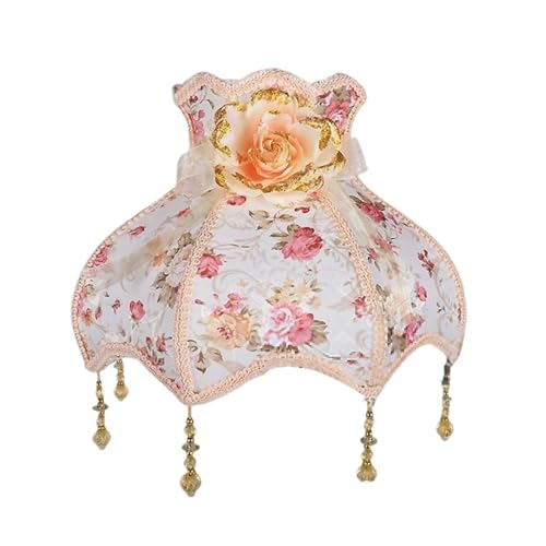 WJIAYAO Vintage-Tischlampenschirm Lampenschirm Licht Lampenabdeckung Hof Vintage Tuch Kunst Perlen Spitze Lampenschirm(Color5) von WJIAYAO