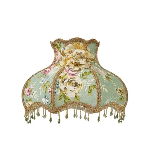 WJIAYAO Vintage-Tischlampenschirm Lampenschirm Licht Lampenabdeckung Hof Vintage Tuch Kunst Perlen Spitze Lampenschirm(Color6) von WJIAYAO