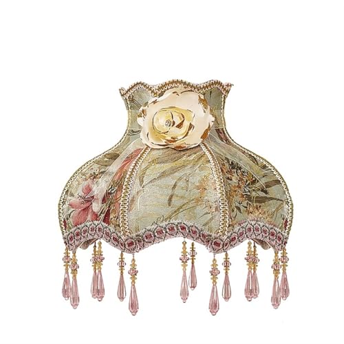 WJIAYAO Vintage-Tischlampenschirm Lampenschirm Licht Lampenabdeckung Kronleuchter Retro Tuch Kunst Fransen Perlen Spitze Lampenschirm(Color10) von WJIAYAO