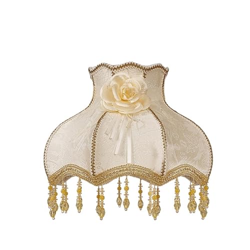 WJIAYAO Vintage-Tischlampenschirm Lampenschirm Licht Lampenabdeckung Kronleuchter Retro Tuch Kunst Fransen Perlen Spitze Lampenschirm(Color11) von WJIAYAO