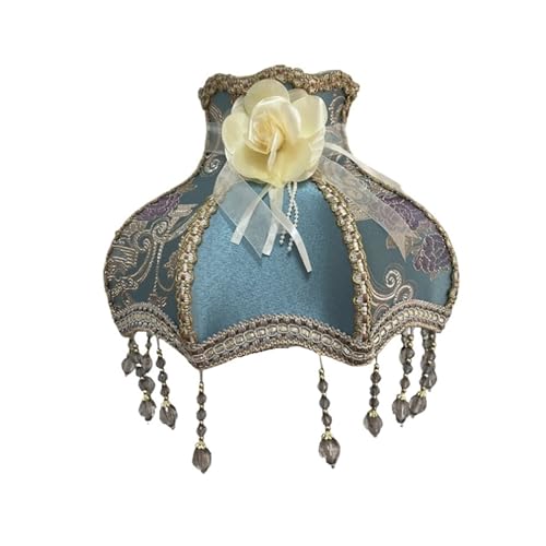 WJIAYAO Vintage-Tischlampenschirm Lampenschirm Licht Lampenabdeckung Kronleuchter Retro Tuch Kunst Fransen Perlen Spitze Lampenschirm(Color14) von WJIAYAO