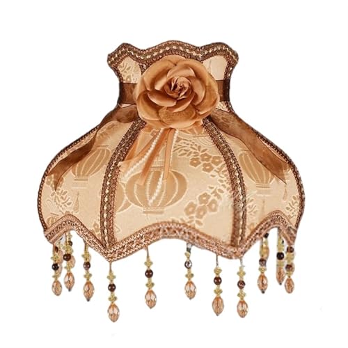 WJIAYAO Vintage-Tischlampenschirm Lampenschirm Licht Lampenabdeckung Kronleuchter Retro Tuch Kunst Fransen Perlen Spitze Lampenschirm(Color3) von WJIAYAO