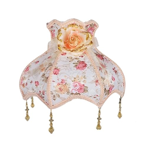 WJIAYAO Vintage-Tischlampenschirm Lampenschirm Licht Lampenabdeckung Kronleuchter Retro Tuch Kunst Fransen Perlen Spitze Lampenschirm(Color5) von WJIAYAO