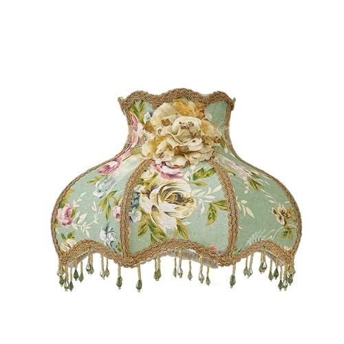 WJIAYAO Vintage-Tischlampenschirm Lampenschirm Licht Lampenabdeckung Kronleuchter Retro Tuch Kunst Fransen Perlen Spitze Lampenschirm(Color6) von WJIAYAO