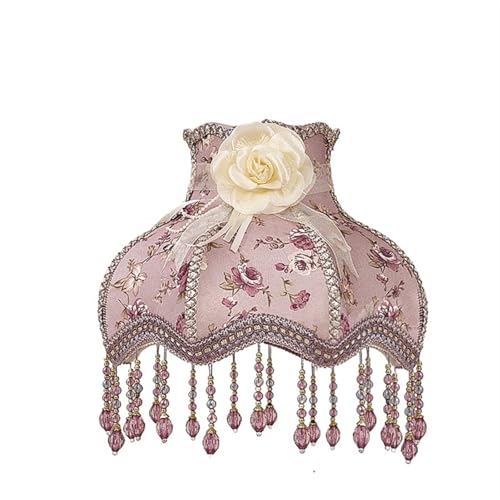 WJIAYAO Vintage-Tischlampenschirm Lampenschirm Licht Lampenabdeckung Kronleuchter Retro Tuch Kunst Fransen Perlen Spitze Lampenschirm(Color7) von WJIAYAO