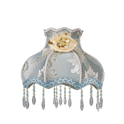 WJIAYAO Vintage-Tischlampenschirm Lampenschirm Licht Lampenabdeckung Kronleuchter Retro Tuch Kunst Fransen Perlen Spitze Lampenschirm(Color8) von WJIAYAO