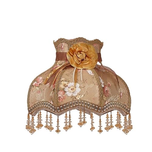 WJIAYAO Vintage-Tischlampenschirm Lampenschirm Licht Lampenabdeckung Kronleuchter Retro Tuch Kunst Fransen Perlen Spitze Lampenschirm(Color9) von WJIAYAO
