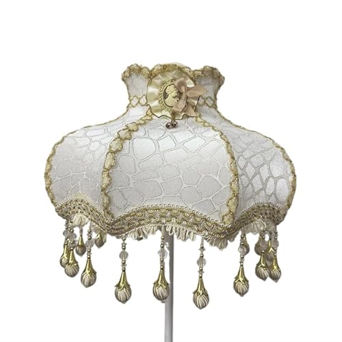 WJIAYAO Vintage-Tischlampenschirm Lampenschirm Retro Perlen Spitze Blume Schlafzimmer Nachttischlampe Stehlampe Wandlampenabdeckung(Color1) von WJIAYAO