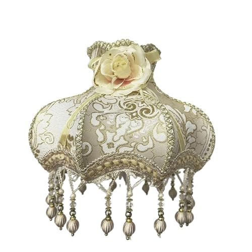 WJIAYAO Vintage-Tischlampenschirm Lampenschirm Retro Perlen Spitze Blume Schlafzimmer Nachttischlampe Stehlampe Wandlampenabdeckung(Color11) von WJIAYAO