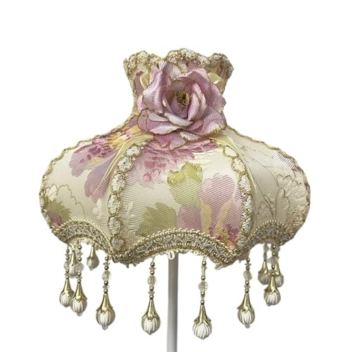 WJIAYAO Vintage-Tischlampenschirm Lampenschirm Retro Perlen Spitze Blume Schlafzimmer Nachttischlampe Stehlampe Wandlampenabdeckung(Color14) von WJIAYAO