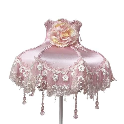 WJIAYAO Vintage-Tischlampenschirm Lampenschirm Retro Perlen Spitze Blume Schlafzimmer Nachttischlampe Stehlampe Wandlampenabdeckung(Color15) von WJIAYAO