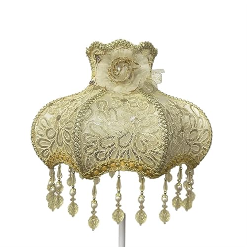 WJIAYAO Vintage-Tischlampenschirm Lampenschirm Retro Perlen Spitze Blume Schlafzimmer Nachttischlampe Stehlampe Wandlampenabdeckung(Color16) von WJIAYAO