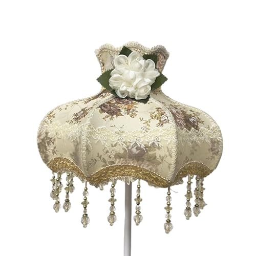WJIAYAO Vintage-Tischlampenschirm Lampenschirm Retro Perlen Spitze Blume Schlafzimmer Nachttischlampe Stehlampe Wandlampenabdeckung(Color17) von WJIAYAO