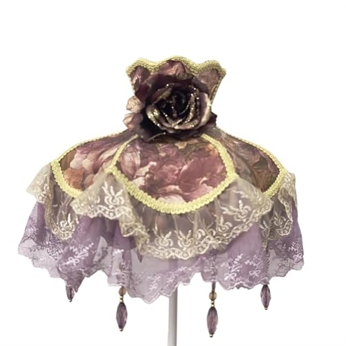 WJIAYAO Vintage-Tischlampenschirm Lampenschirm Retro Perlen Spitze Blume Schlafzimmer Nachttischlampe Stehlampe Wandlampenabdeckung(Color18) von WJIAYAO